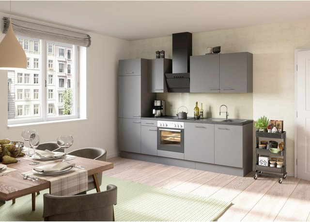 Optifit Küchenzeile Optikoncept Mats in Basaltgrau ohne Elektrogeräte, Breite: 270 cm - Bild 1