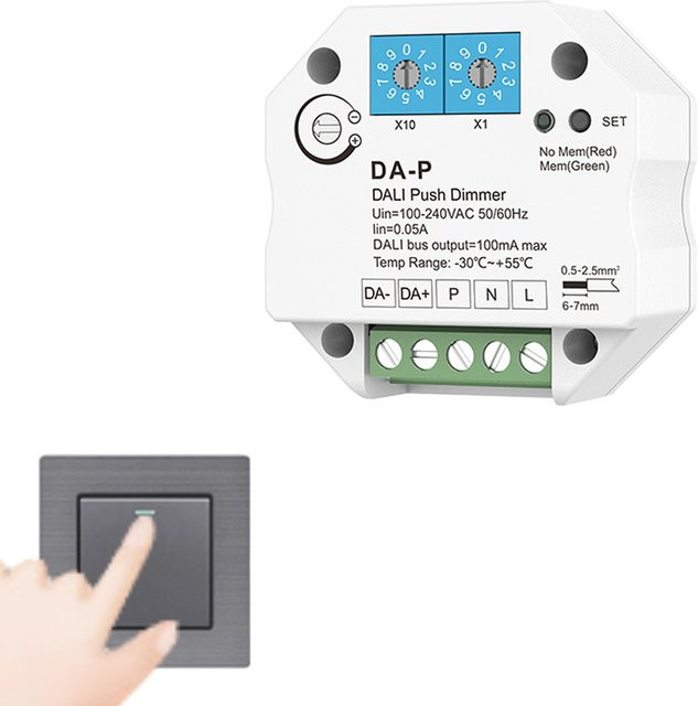 CENFAYA Dali Push LED Dimmer DA-P AC 110V 220V 230V mit Push-Dimmen und Speicherfunktion für Dali LED Treiber und Vorschaltgeräte in Weiß - Bild 1