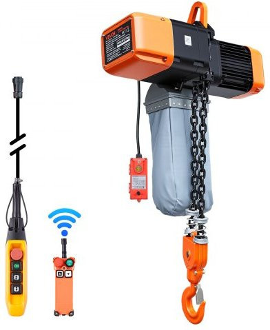 VEVOR Elektrischer Kettenzug 5000 kg mit 9,1 m Hubhöhe, Dreiphasig, Orange, mit Funk- und Kabelfernbedienung - Bild 1