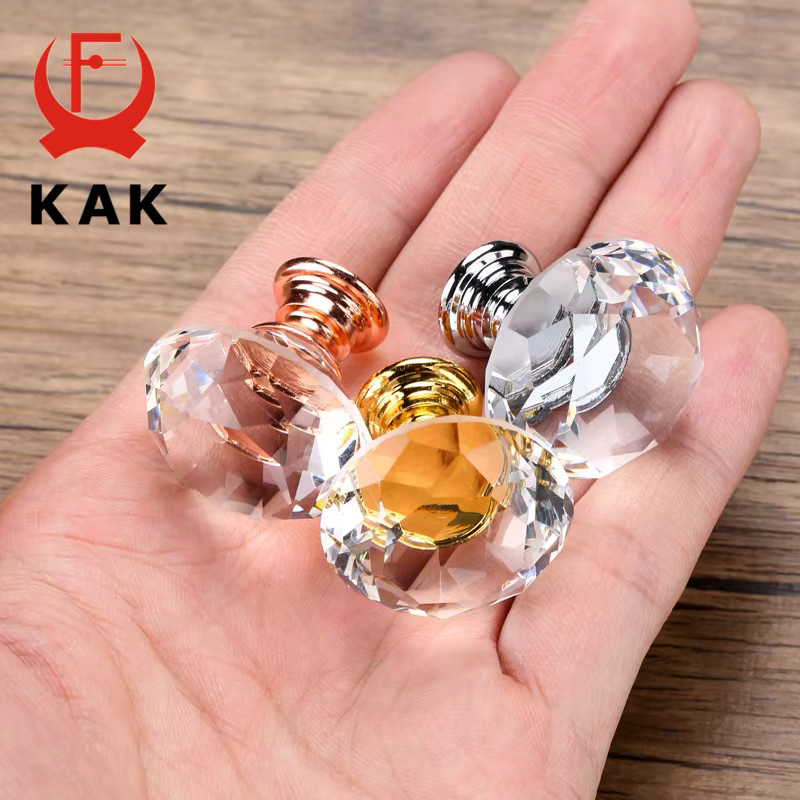KAK Kristallglas-Knöpfe in Diamantform, Silber und Transparent, für Schrank, Schublade und Tür - Bild 2