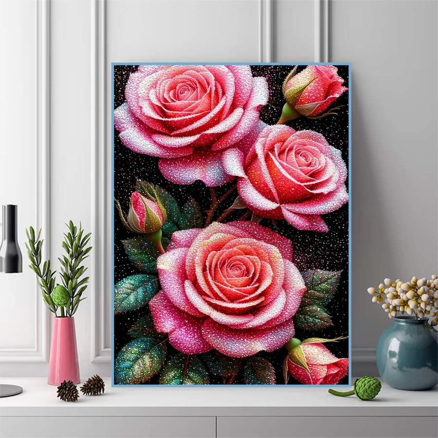 EverShine 5D Diamant-Mosaik Blumenbild Rose Bastelset in Pink, B/H: 30 x 30 cm - Bild 3