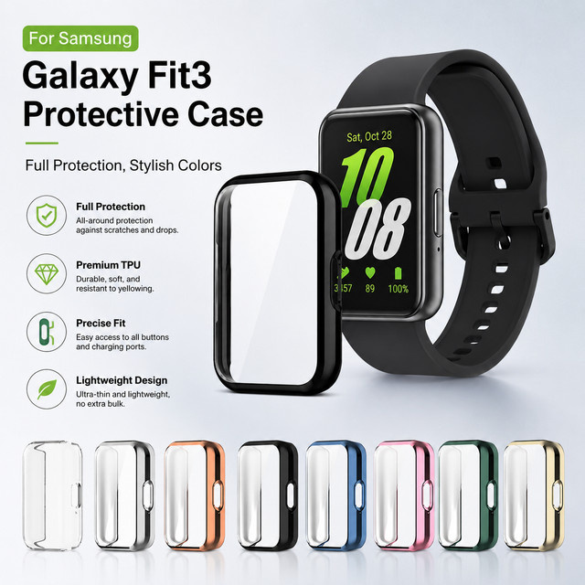 samusak Uhrenhülle für Samsung Galaxy Fit 3, Kunststoff, Schwarz, Unisex - Bild 1