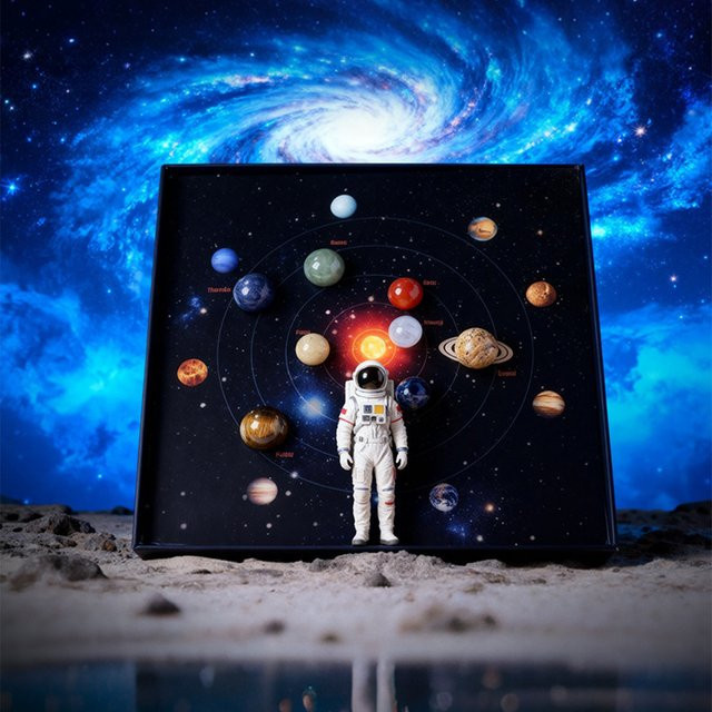 Runyangshi Planeten Naturstein Kristalle Set mit 8 Mineralproben in Multicolour als Tischdekoration - Bild 1