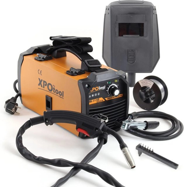 Xpotool Mig100 Inverter Fülldraht Schweißgerät ohne Gas mit IGBT-Technologie und Zubehör in Gelb-Schwarz-Orange - Bild 1