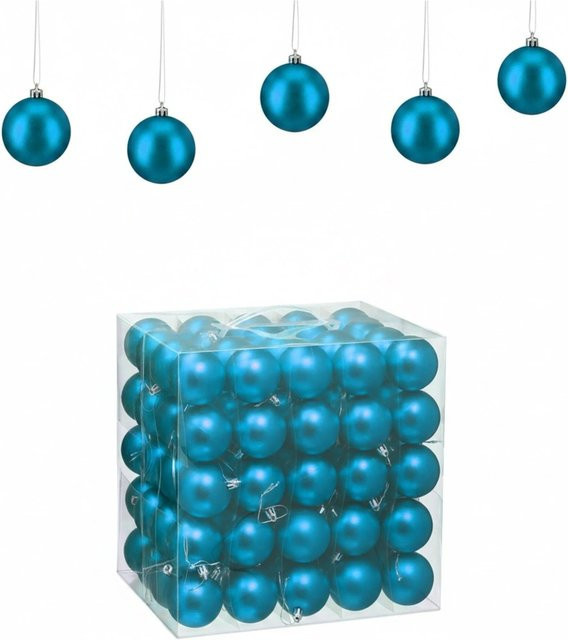 Relaxdays Weihnachtskugeln 100er Set aus Polystyrol in Petrol Matt - Bild 1