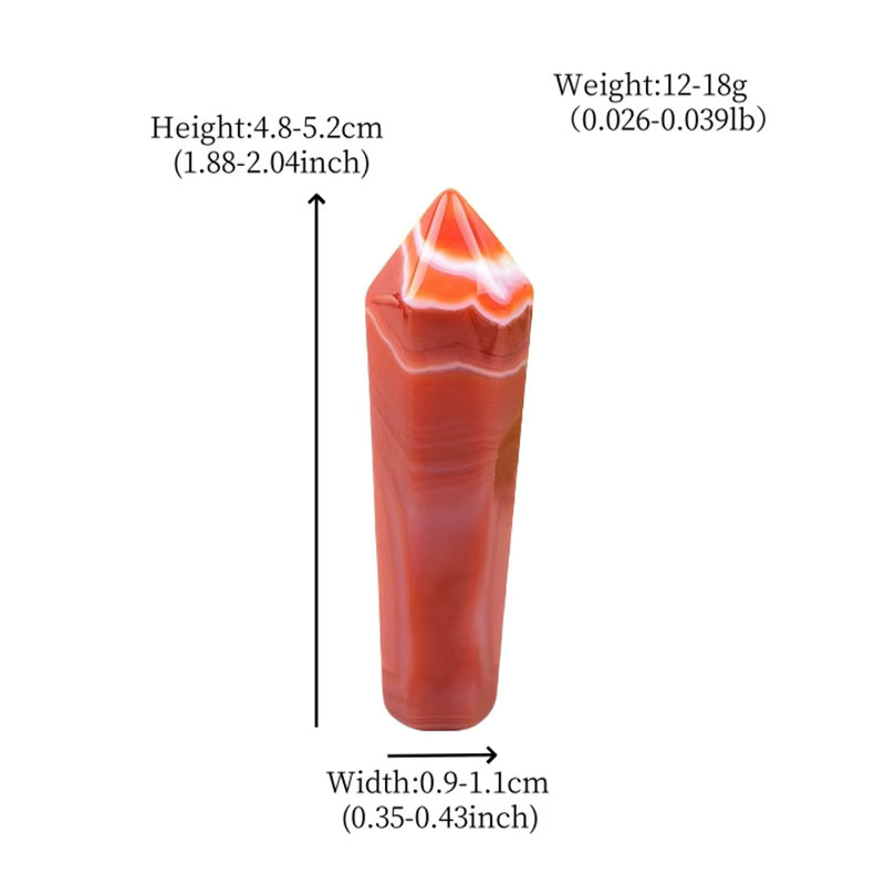 RYCRYSTAL Roter Achat-Kristallstab als polierter Sardonyx-Obelisk in Rot, Mini-Kristallsäule zur Dekoration - Bild 5