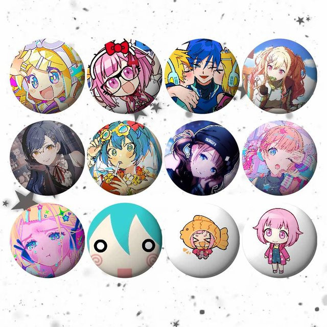 Kayou Anime Project SEKAI Metall-Pin runder Cartoon-Anstecker in Multicolour - Bild 1