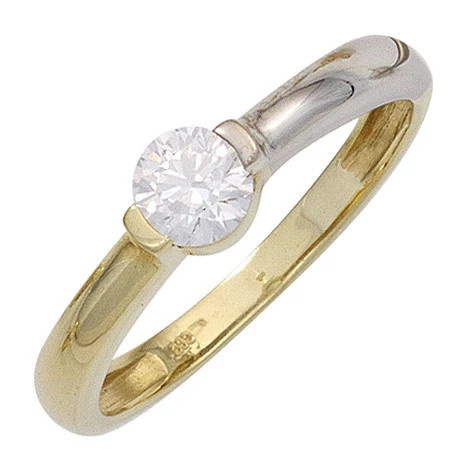 Colfem Ring Damen, 333 Gelbgold, Weißgold, bicolor, Zirkonia, Größe 54 - Bild 1