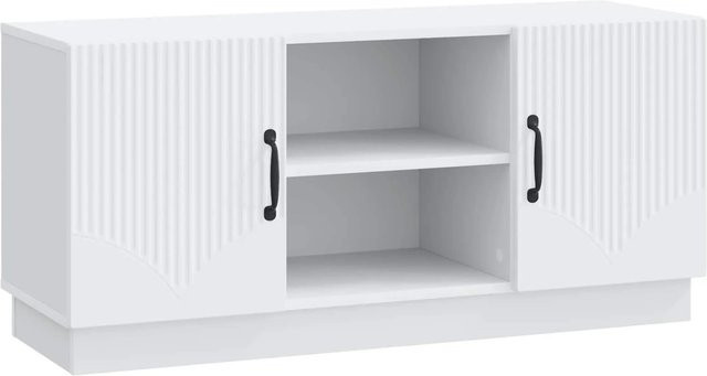 vidaXL TV-Schrank modern in Weiß aus Holzwerkstoff B/T/H: 102 x 34,5 x 47 cm - Bild 1