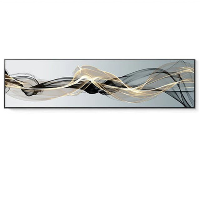 TPFLiving XXL Riesen Luxus Poster Leinwand mit abstrakten Linien und Formen in Weiß, Blau, Grau, Beige und Schwarz, B/H: 80 x 160 cm - Bild 1