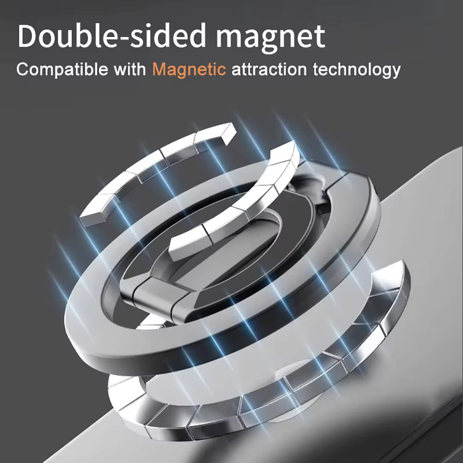 Kebidumei Magnetischer Telefonringhalter Doppelseitig, Tragbarer und Zusammenklappbarer Smartphone-Ständer und Autohalterung in Schwarz oder Lila - Bild 3