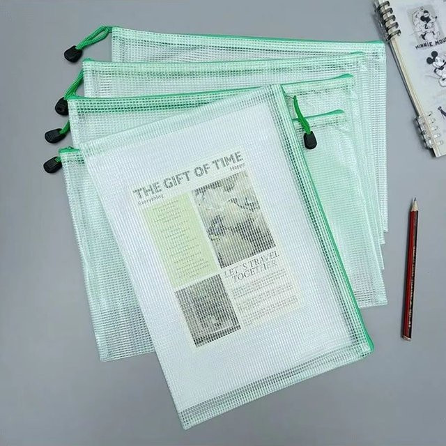 10-teiliges Set wasserdichte A4-Aktentaschen aus Kunststoff mit Reißverschluss in Grün zur Aufbewahrung von Dokumenten und Papieren - Bild 1
