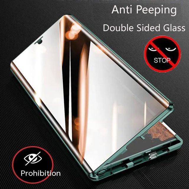 Samsung Anti-Peeping Handyhülle aus Metall mit 360 Grad Magnetischem Schutz für Galaxy S25 S24 S23 S22 Ultra Plus in Schwarz - Bild 1