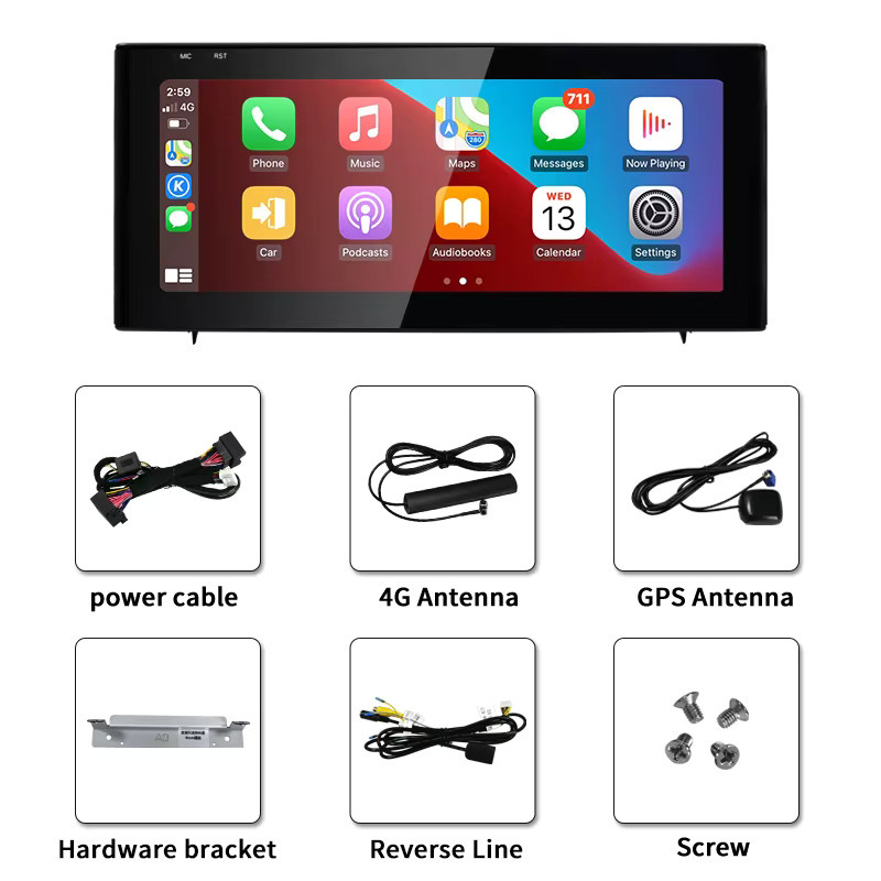 STWEI Android 13 Carplay Multimedia Video Player mit GPS Navigation für Audi A3 (Baujahre 2013-2018), 10,25 Zoll, Schwarz - Bild 4