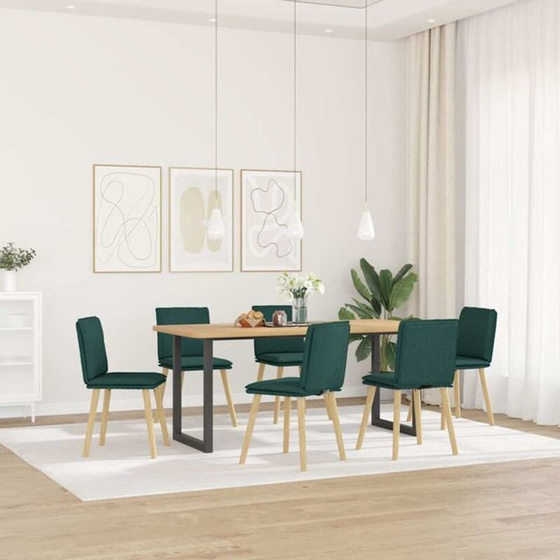 Set aus 6 modernen Esszimmerstühlen aus Stoff in Dunkelgrün von vidaxl - Bild 1