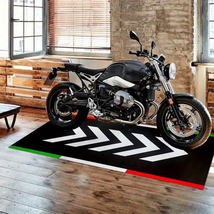 VIKAMA Motorradmatte Italienische Flagge Chevron im Retro-Stil aus Kristall-Samt, rutschfest, multicolour - Bild 3