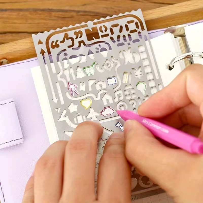 2er-Pack Vintage-Schablonenvorlagen aus Edelstahl in Silber für Journaling und DIY-Projekte - Bild 5