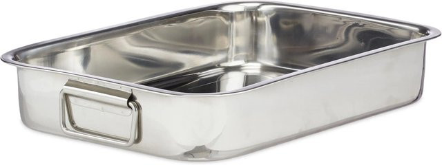 Relaxdays Bräter aus Edelstahl mit Rost in Silber, B/T/H: 38 x 27 x 6,5 cm - Bild 1