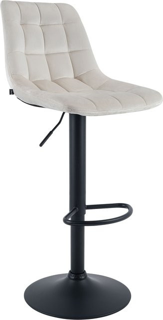 CLP Barhocker Mapun höhenverstellbar in Beige mit Samtpolsterung und Metallgestell, 360 Grad drehbarer Barstuhl für Küche und Lounge - Bild 1