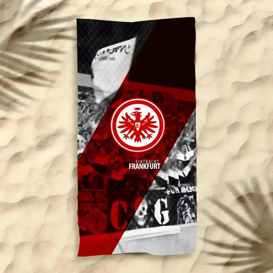 Sandfreies und schnelltrocknendes Strandtuch Eintracht Frankfurt aus Polyester, B/H: 60 x 35 cm - Bild 2