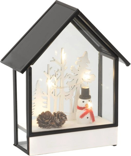 Konstsmide LED-Glashaus Schneemann-Winterszenerie mit 5 warmweißen Dioden in Weiß und Schwarz - Bild 1