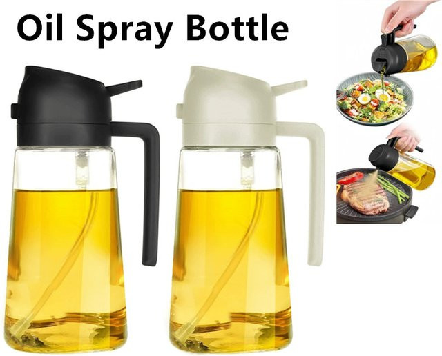 Kitchya Ölsprühflasche für Küche und BBQ, transparenter Essig- und Öl-Spender, 470 ml - Bild 1