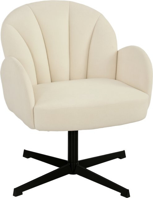 HOMCOM Drehbarer Muschelsessel aus Samt in Beige mit Federsitz und Stahlbasis für Wohnzimmer und Schlafzimmer - Bild 1