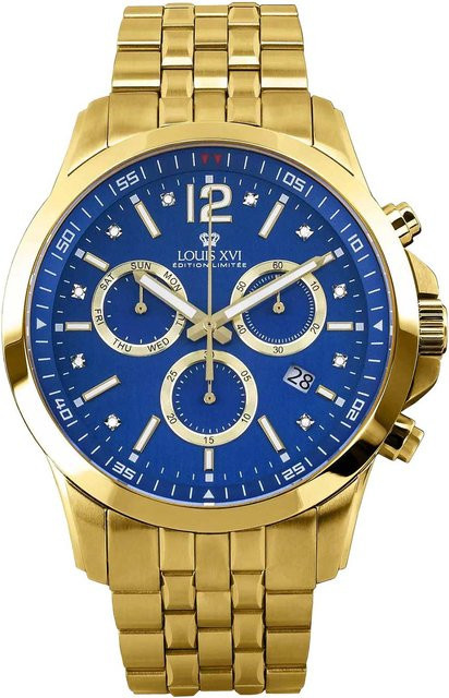 LOUIS XVI Chronograph, Edelstahl, Quarz, 48 mm, Herren, Blau - Bild 1
