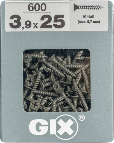 Spax Feingewindeschraube GIX A mit Phillips-Antrieb aus Stahl in Silber, Durchmesser: 3,9 mm, Länge: 25 mm - Bild 1