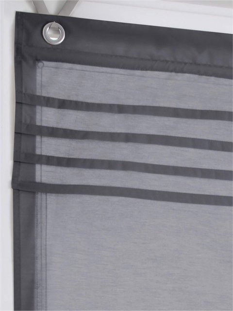 Raffrollo Heine Home in Grau, semi-transparent, aus Baumwoll-Polyester-Mischung - Bild 1