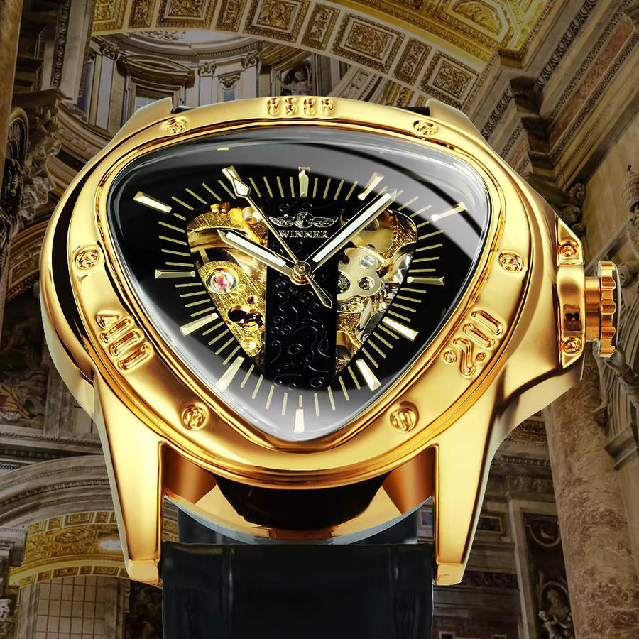 GEWINNER Armbanduhr, Automatik, Gold, Leder, Herren - Bild 3