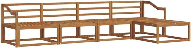 vidaXL Outdoor-Sofagarnitur 5-teilig aus Massivholz Akazie in Braun, L-Form mit Hocker und Armlehnen - Bild 1