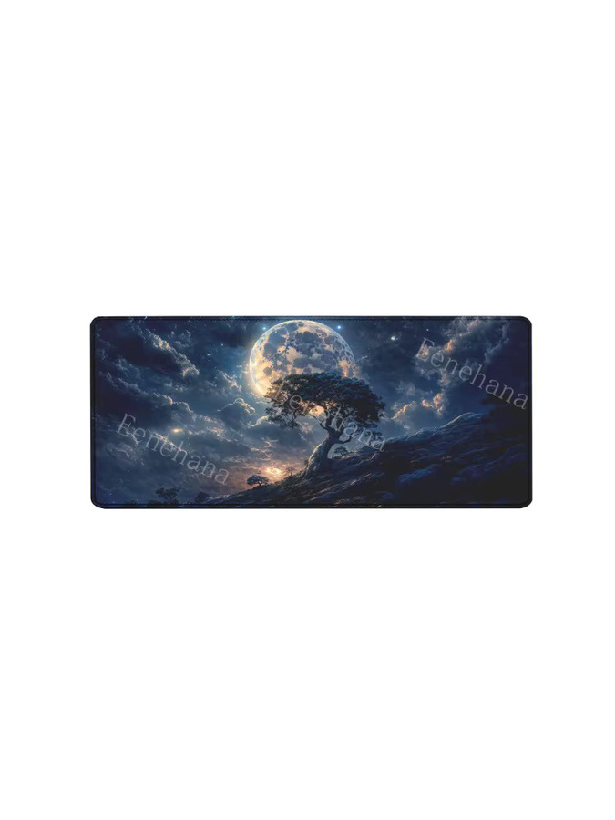 Eenehana XXL Gaming Mauspad Mondnachtlandschaft, rutschfeste Schreibtischunterlage für PC und Esport, B/T: 90 x 40 cm, Multicolor - Bild 5