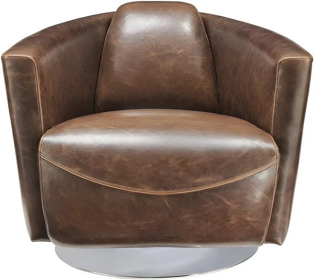 Vente-unique Sessel Florentin mit gerader Rückenlehne und Armlehnen aus Rindsleder in Schokobraun, B/T/H: 78,5 x 73,0 x 85,5 cm - Bild 1