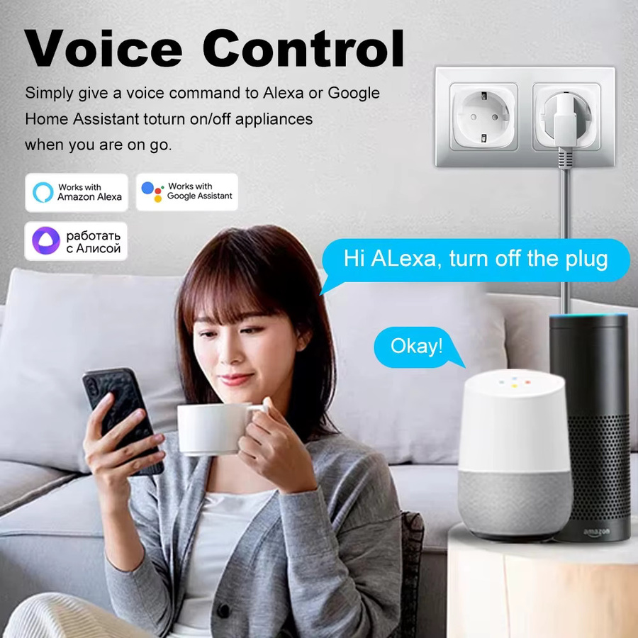 Tuya Smart WiFi und Bluetooth Steckdose 20A mit Power Überwachung, Timer und Kindersicherung, kompatibel mit Google Home, Alexa und smartThings - Bild 2