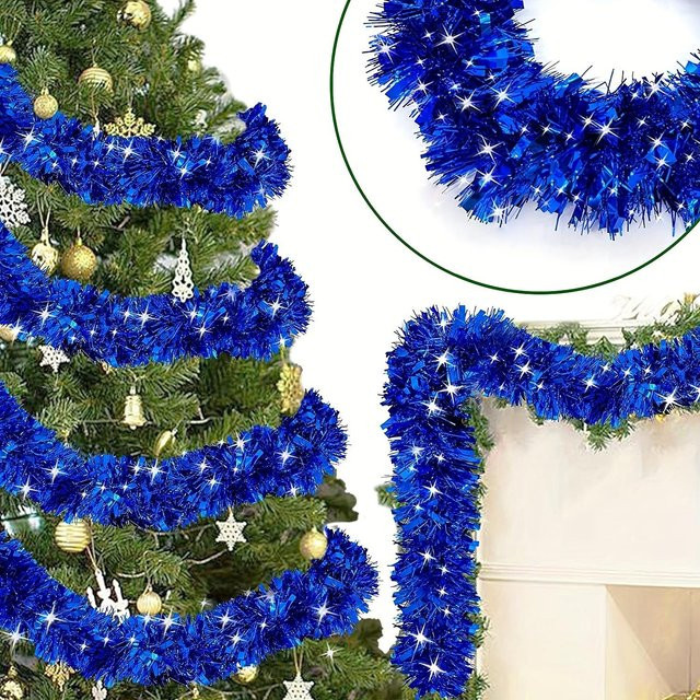LChome Lametta Girlanden aus Kunststoff in Blau für die Weihnachtsdekoration im Innen- und Außenbereich - Bild 1