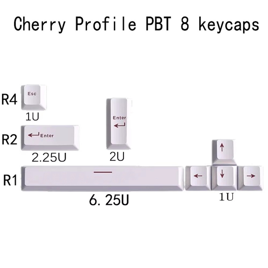 KOYDing PBT-Keycaps im Cherry-Profil für mechanische Tastaturen mit MX-Schaltern, 8-Tasten-Set, Weiß - Bild 1