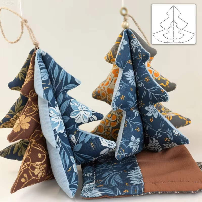 YOMDID Handgefertigte DIY-Weihnachtsbaum-PET-Nähvorlage für Weihnachtsdekorationen und Heimdekor - Bild 2