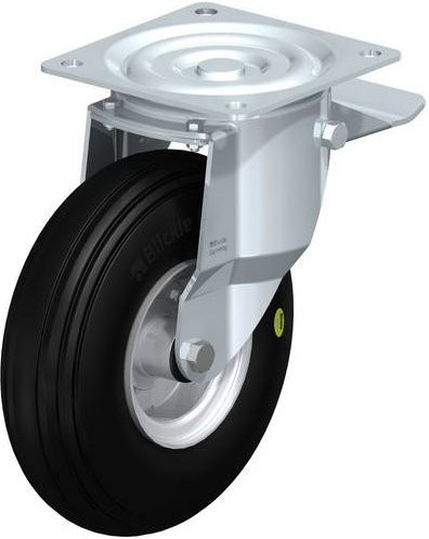 Blickle Lenkrolle L-VW 260R-ST mit Feststeller in Schwarz und Silber, Rad-Durchmesser: 26 cm, Tragfähigkeit: 200 kg - Bild 1