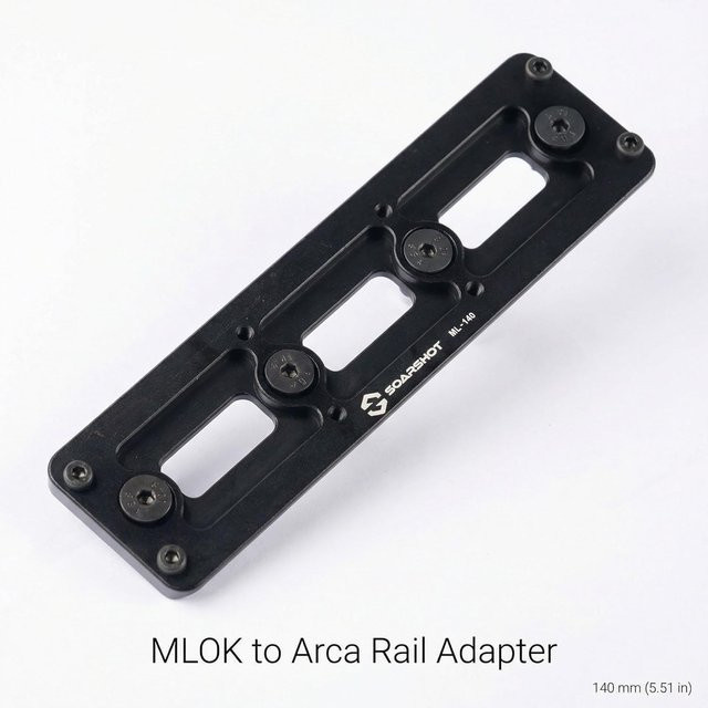 Soarshot ML-140 M Schwalbenschwanz-Schienenadapter für M-LOK und Arca-Typ in Schwarz, CNC Aluminium Schnellwechsel-Stativplattenhalterung und Zweibeinadapter - Bild 1