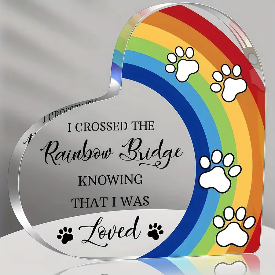 CIFBUY Acryl-Regenbogenbrücke Hunde-Gedenkgeschenk in Schwarz als Beileidsgeschenk bei Haustierverlust für Hunde und Katzen - Bild 2