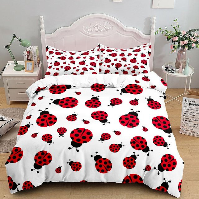 Bettwäsche-Set mit Sterne und Insekten von JMG Household Supplies in Weiß, B/H: 140 x 210 cm - Bild 1