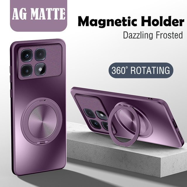 Fudusaidman Magnetische Schutzhülle für Xiaomi 15 14 13 12 Pro Ultra mit Ring und matter Rückseite in Schwarz oder Lila - Bild 1