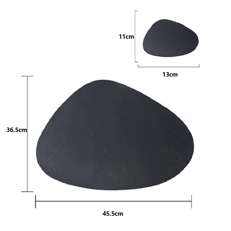 inyahome Tischsets und Untersetzer aus Kunstleder in Schwarz, ovale Platzdeckchen für Küche und Esszimmer - Bild 2