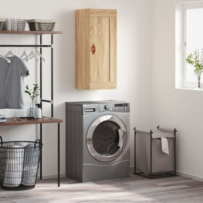 Wandschrank Vidaxl Sonoma-Eiche Natur Braun aus Holzwerkstoff mit Drehtüren B: 34,5 cm, T: 34 cm, H: 90 cm - Bild 1