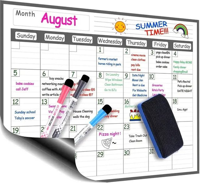 Magnetischer Kühlschrank Kalender Set, abwischbarer Monatsplaner und Whiteboard Nachrichtenorganisator in Weiß und Grün, B/H: 30,48 x 40,64 cm - Bild 1