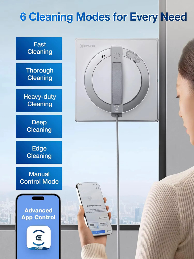 Ecovacs Winbot W2 Pro Omni Fensterputzroboter in Weiß mit Ansaugung - Bild 3