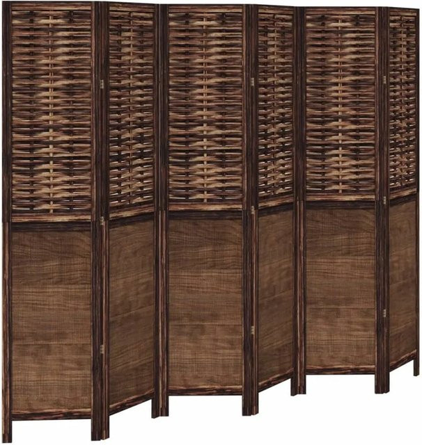 vidaXL 6-teiliger Raumteiler aus Paulownia-Massivholz in Dunkelbraun - Bild 1