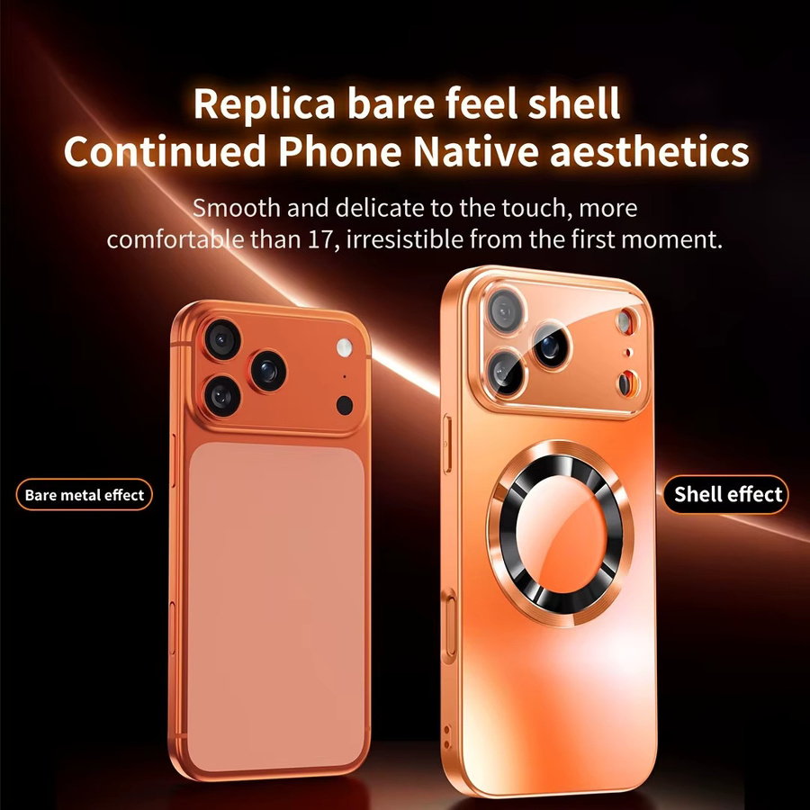 Metallische Handyhülle mit Magnetfunktion und Kameralinsen-Schutz für iPhone 11 bis iPhone 17 Air, Farbe: Purple - Bild 2