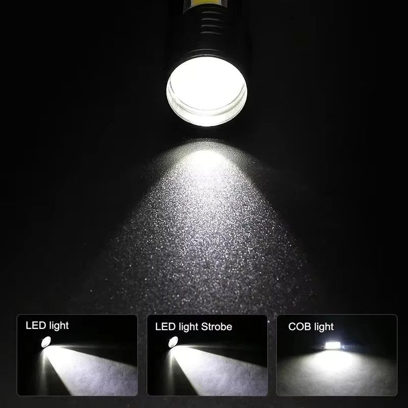Heinast Tragbare LED und COB Taschenlampe mit Teleskop-Zoom, wiederaufladbar und wasserdicht mit Clip für Outdoor und Notfälle - Bild 5